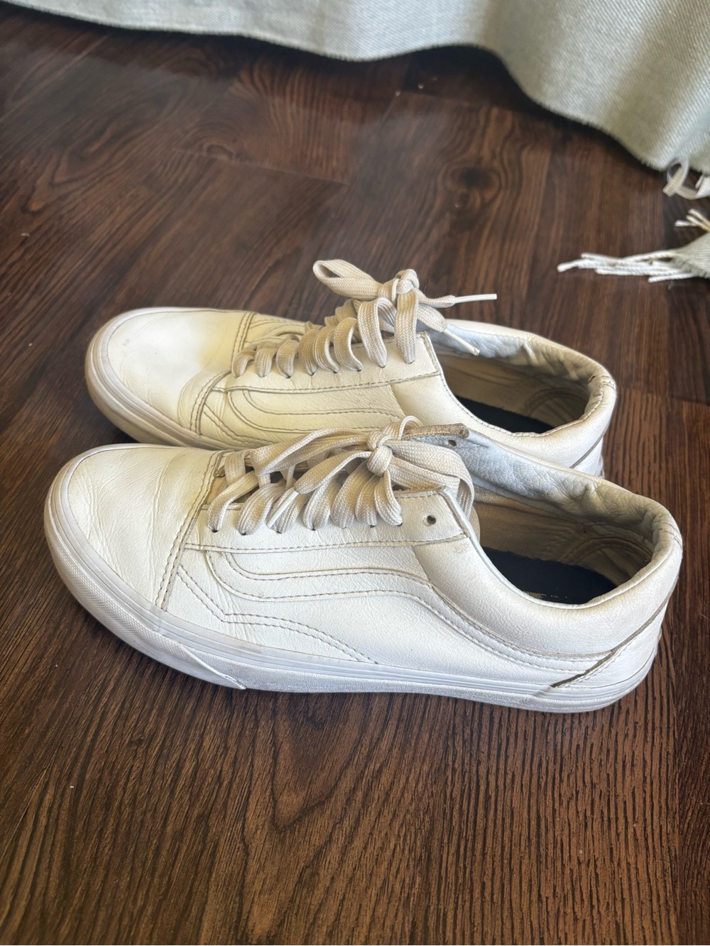Vans White Low-Top Leather Sneakers -  Casual Skate Shoes